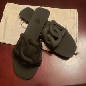 Hermes Black Rubber  Sandal